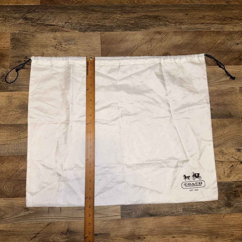 Coach Leatherware 23x19 Ivory Satin Drawstring Dust Bag Storage Purse Shoes - Picture 3 of 5